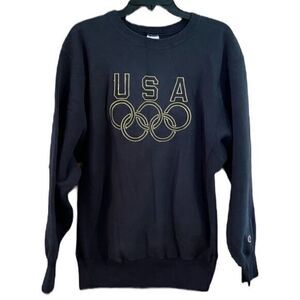 Vintage Champion Reverse Weave USA‎ Olympics Pullover Sweatshirt Navy Blue XL
